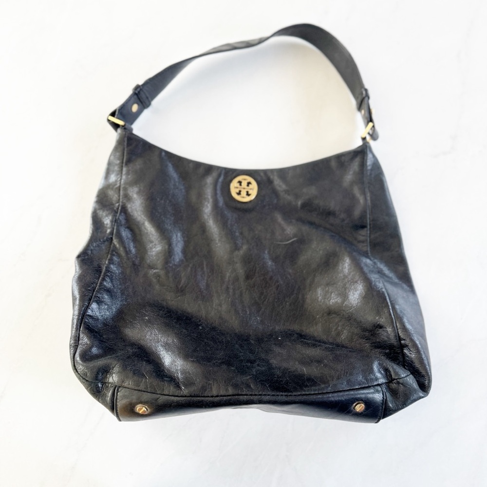Tory Burch Black Hobo Leather Shoulder Bag